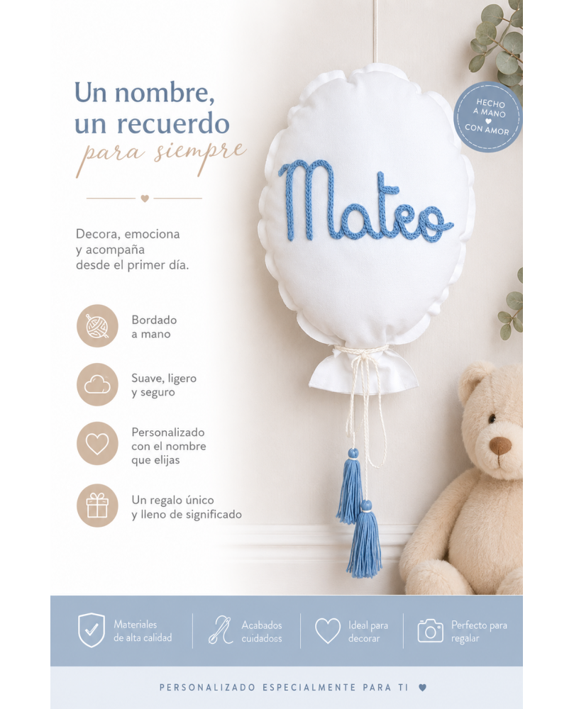 GLOBO CON NOMBRE EN COLOR AZUL