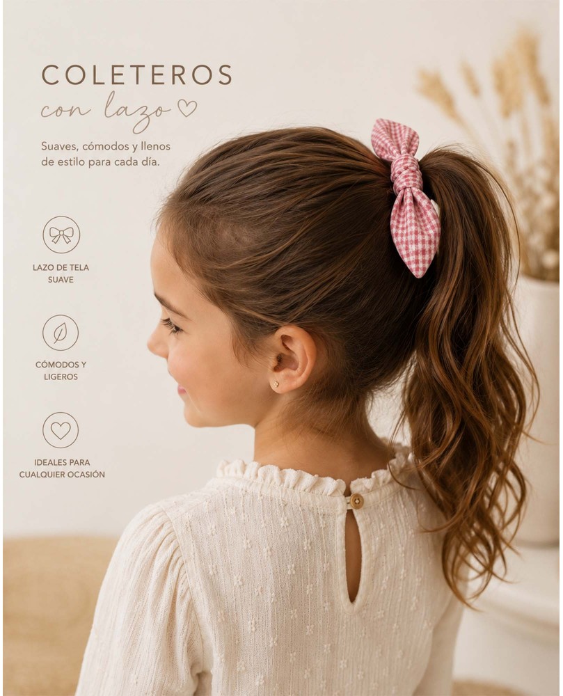 Coletero infantil con lazo de cuadros vichy